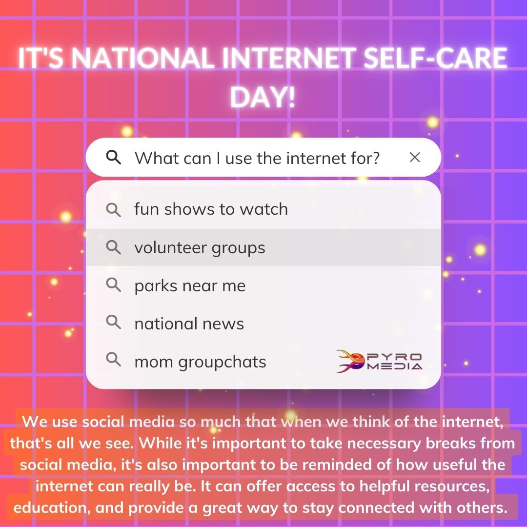 pyromedianet's tweet image. It's National Internet Self-Care Day #PyroMediaFam 
Today is a great day to review your 'following' list and your friends list and clean house for anyone whose content is no longer serving you! *What you give your attention to, so do you also give your energy. #ProtectYourVibes