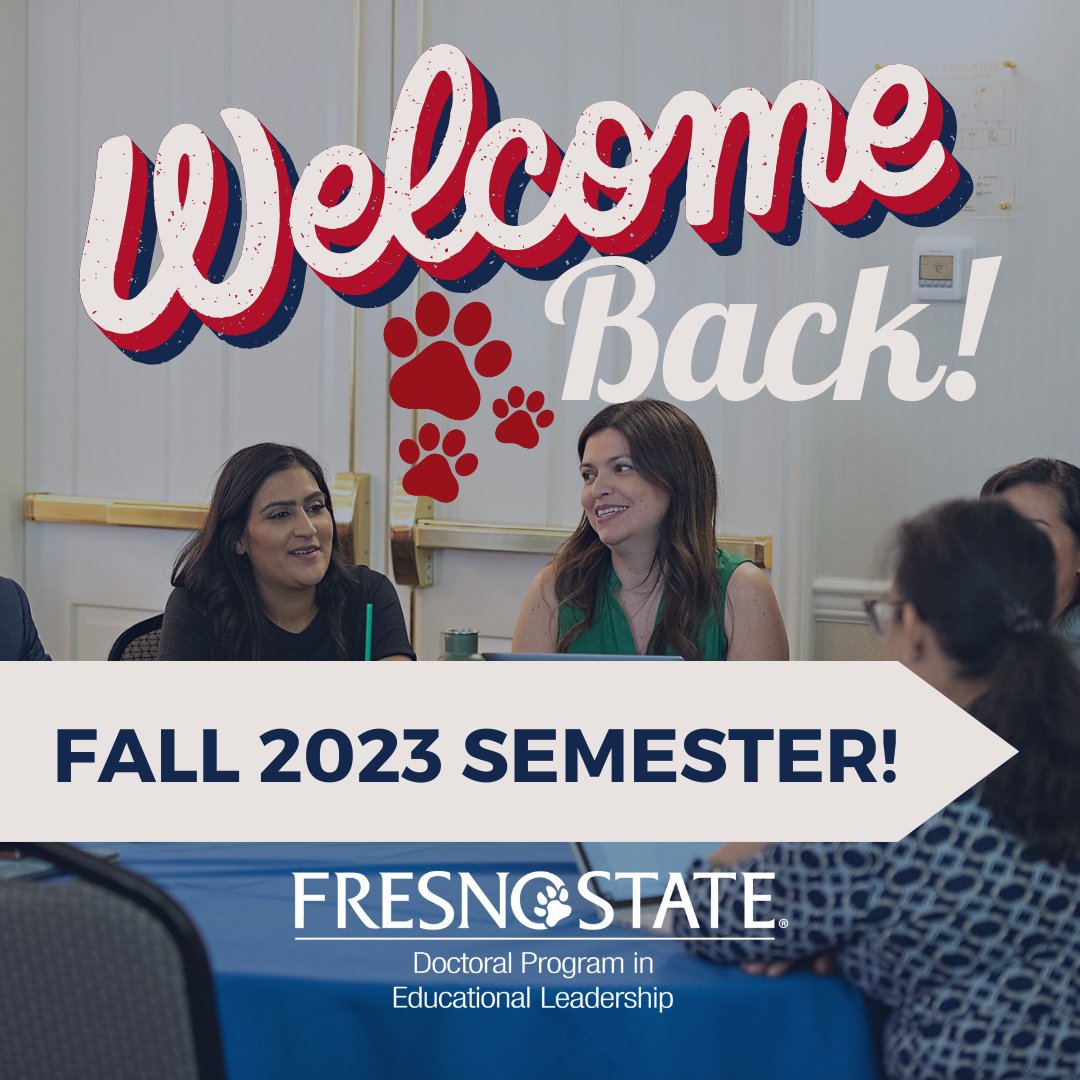 EdDFresnoState's tweet photo. We welcome our students, staff, and faculty to the Fall 2023 Semester! Swipe to see more. 👉

What are you looking forward to this semester? 🐾

#EdDFresnoState #EdLeadership #EducationalLeadership #DoctorofEducation #FirstDayofInstruction https://t.co/76NWEdBhkq