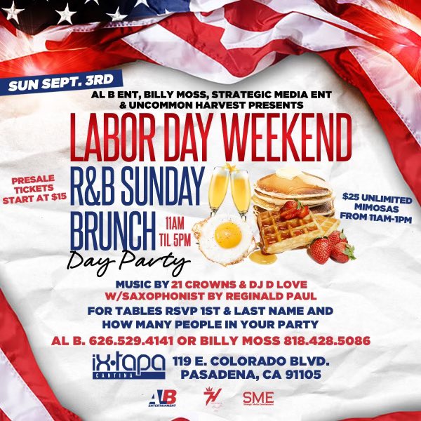 21Crowns's tweet photo. Labor Day Weekend In Pasadena
#Pasadena #Brunch #LDW #LaborDayWeekend https://t.co/OJ2EicKSEf