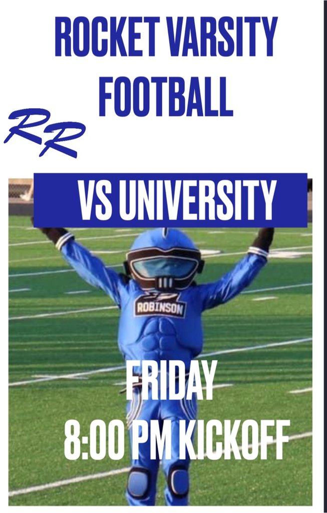 robinsonisd's tweet photo. Change in starting time for Friday night football. https://t.co/3Op1pU6P3a