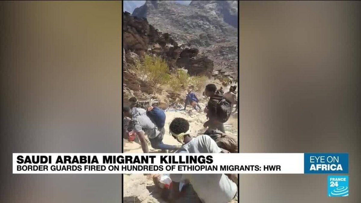 FRANCE24's tweet photo. Eye on Africa - Saudi border guards killed hundreds of Ethiopian migrants according to HRW
➡️ https://t.co/FyTHRlv5xf https://t.co/kKs57wY2Uj
