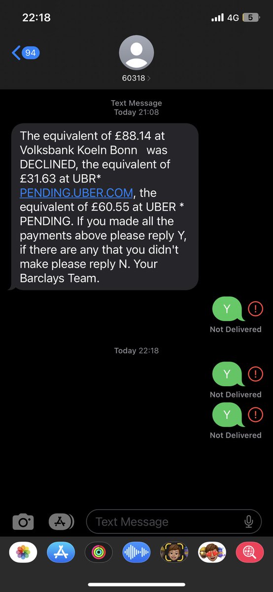 Hi <a href="/BarclaysUKHelp/">Barclays UK Help</a>, I was just wondering if you could help me. I’m currently in Germany and (rightly so) I got this text double checking it’s me making the transactions — however, the text confirming it’s me won’t send. Is there any other way to resolve this? Thank you!