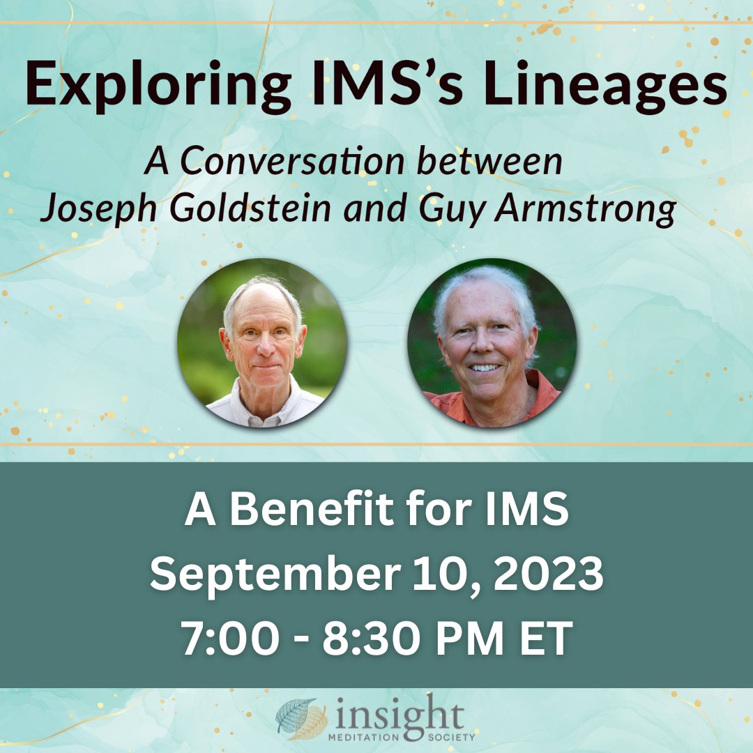 Next May, IMS will offer a 9 day residential monastic retreat at no cost to retreatants. The retreat will be led by Ajahn Amaro. To support this generous offering Joseph Goldstein & Guy Armstrong will hold a benefit program on Sept 10, 7-8:30 pm ET. ims.dharma.org/courses/benefi…