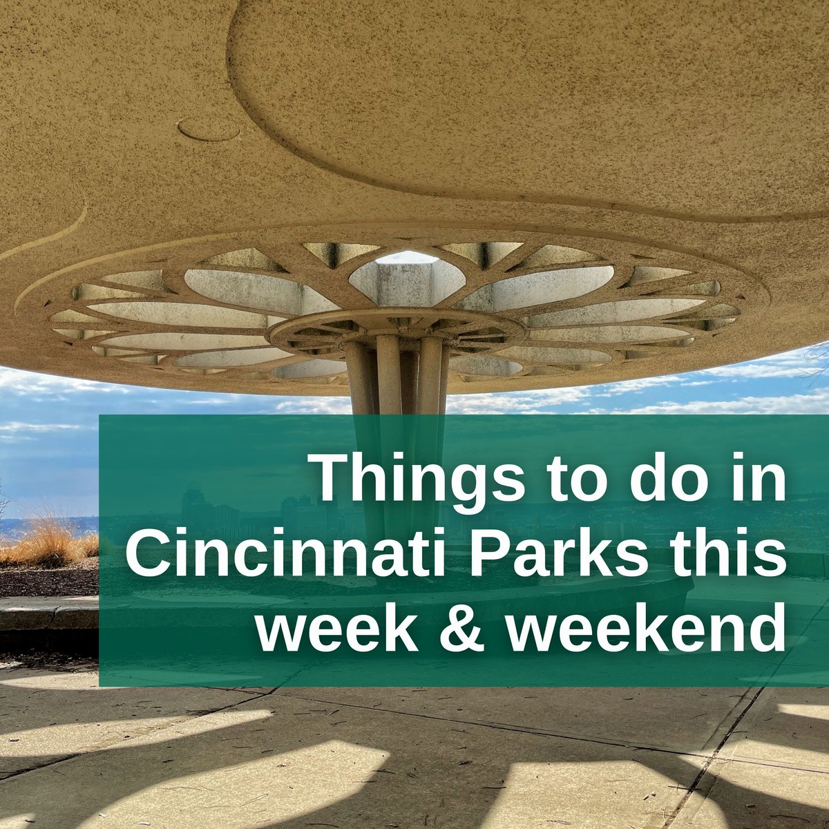 CincyParks's tweet photo. Here's your weekly update of what's going on in Cincinnati Parks. See an activity you like? Be sure to join us.
#cincyparks #cincygram #explorecincinnati https://t.co/hYZvU5ICTd