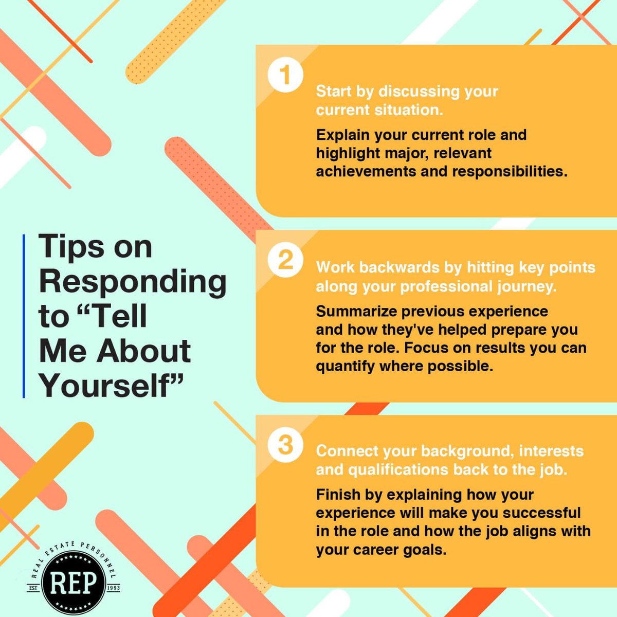 REP_Jobs's tweet image. Welcome to a #newweek from your friends at REP! Check out this valuable #interviewtip . 
Follow our page for great #tipsandtricks , #jobpostings , #candidateshowcases , and stellar #motivationalposts to get you through your work week!
#successtips #goingaboveandbeyond #teamwork