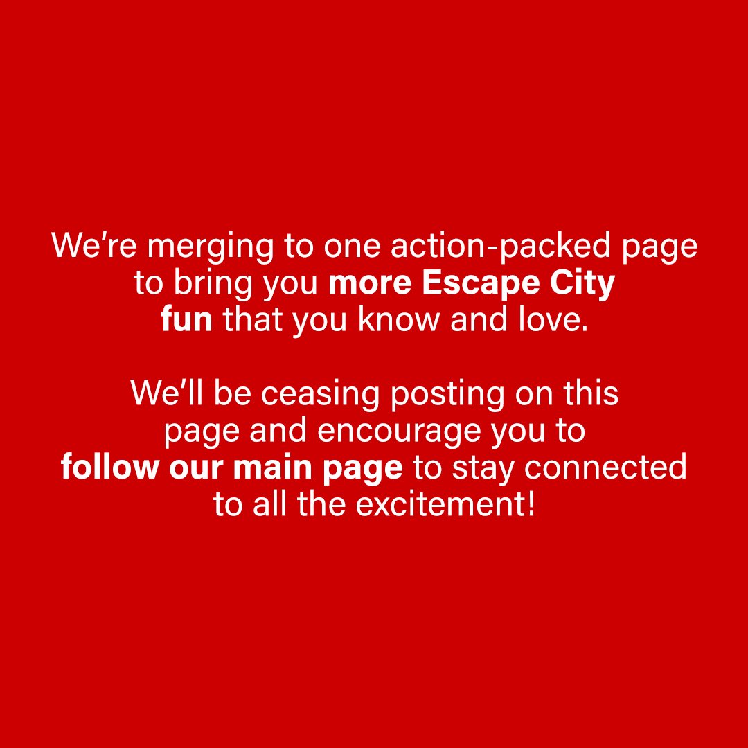 We're bringing you more of the excitement you know and love by consolidating our YEG and YXE pages into one action-packed destination. Follow <a href="/escapecity_ca/">Escape City</a> to stay connected to all the latest!

Thank you for your continued support!