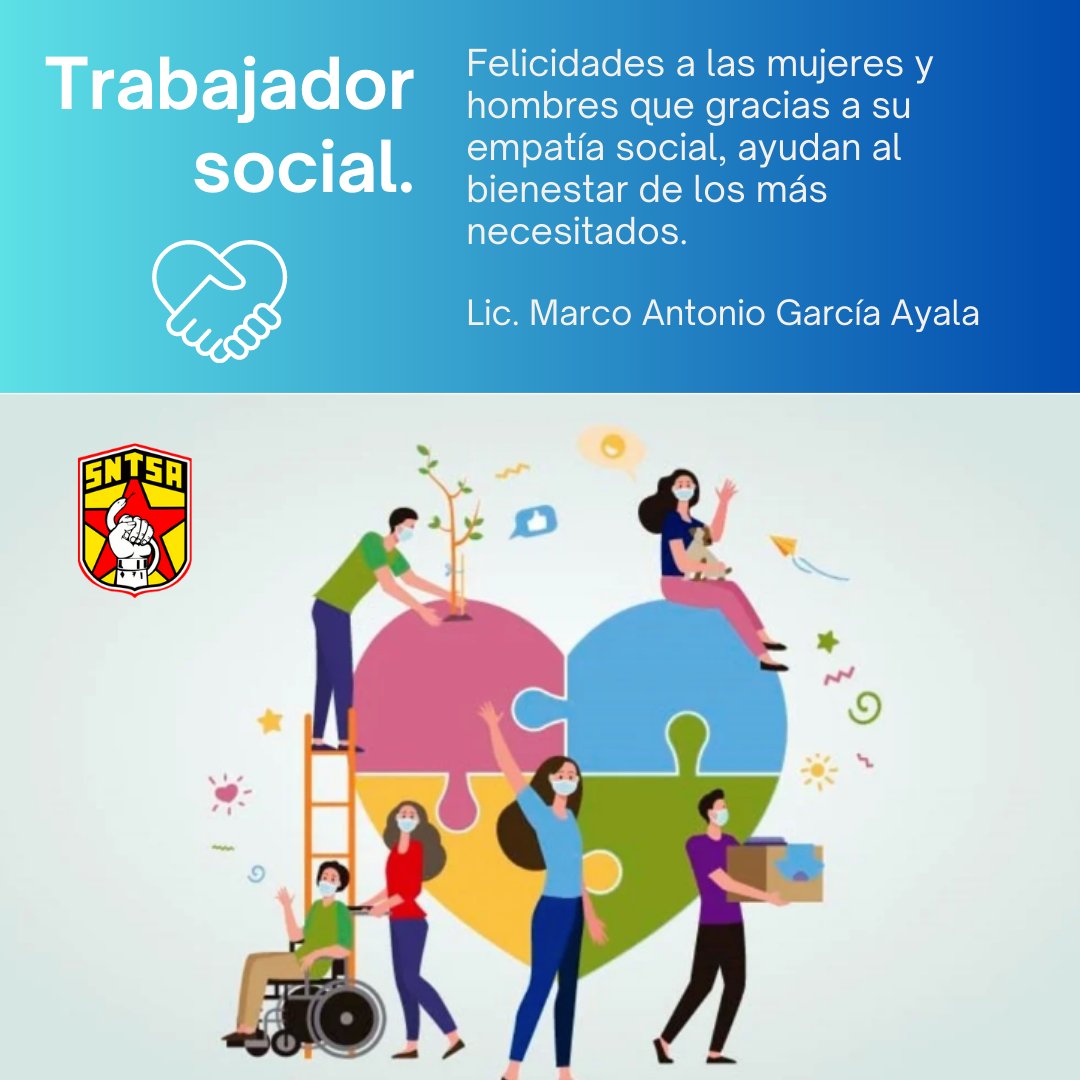 SntsaMX's tweet photo. felicidades para todas y todos los compañeros que realizan la admirable profesión de Trabajo Social hoy en su día. #Felicidades. @GarciaAyalaM #DiadelTrabajadorSocial https://t.co/aI23pFhqFy