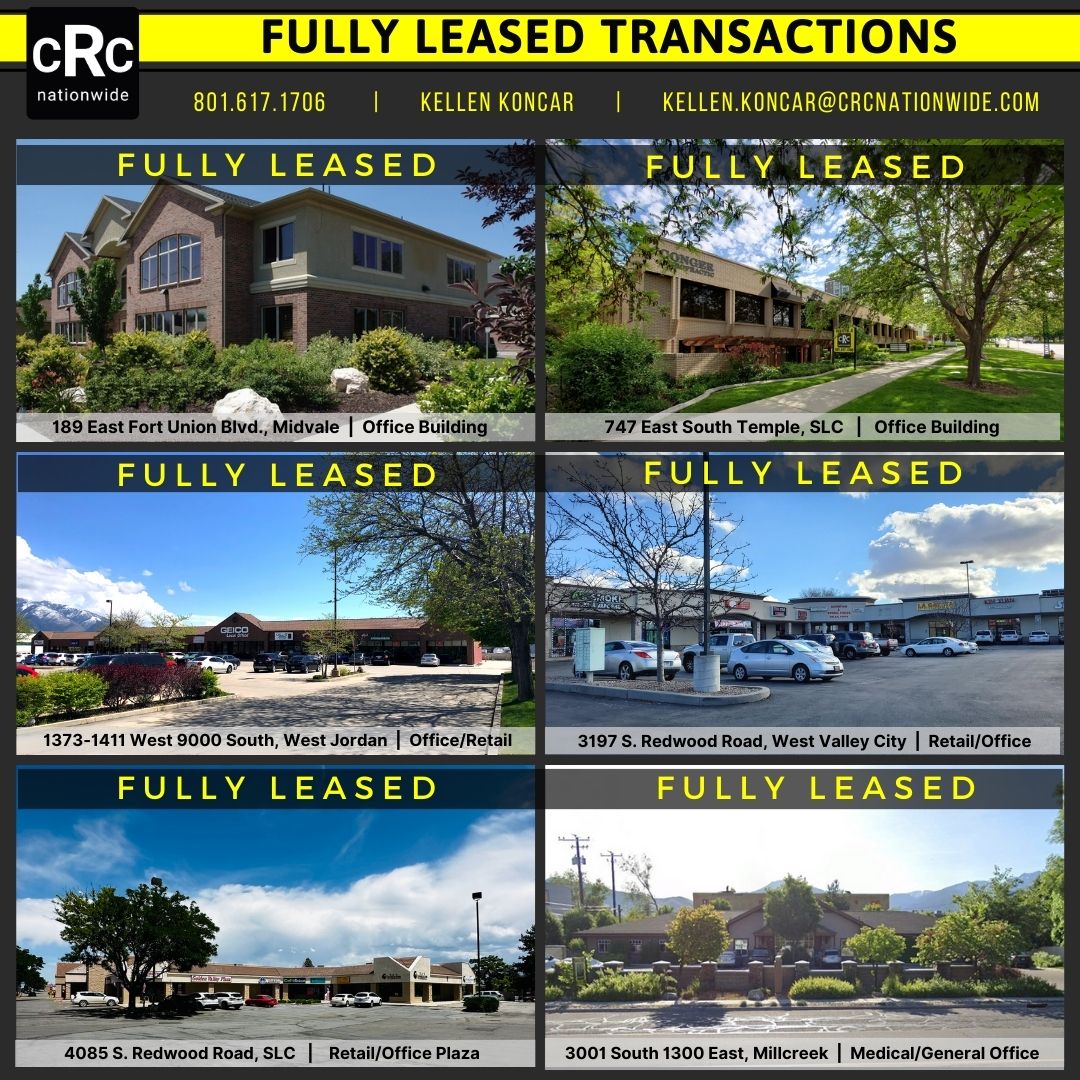 cRcNationwide's tweet photo. #fullyleased #officeleased #retailleased #Midvaleoffice #SaltLakeCityoffice #WestJordanretail #WestJordanoffice #WestValleyretailoffice #SaltLakeCityretail #Millcreekoffice #Utahcommercialrealestate #CRE #commercialrealestate https://t.co/N9n2mOZhzi