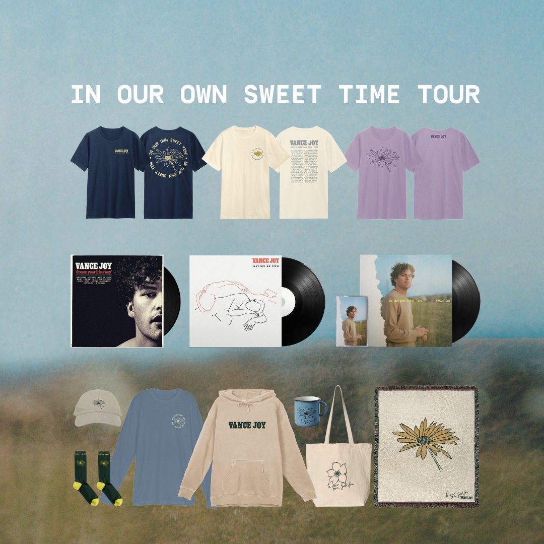 Merch will be re-stocked with some fresh new colours for these final shows. We’ve also launched some on the webstore for those who cant make it. 🌼 bit.ly/VanceJoyUS