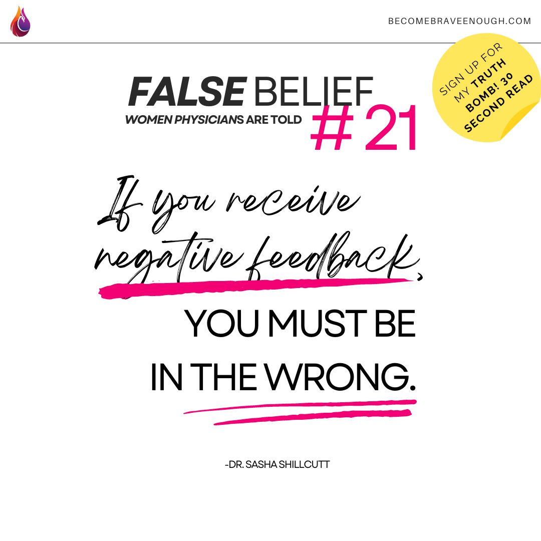 Feedback can be a gift; when it is founded in fact and delivered by someone who has your best interest in mind. However…there’s false truth that we must also see as women…and you often won’t hear it elsewhere. Subscribe at becomebraveenough.com/31-false-belie… for a 30-second revelation