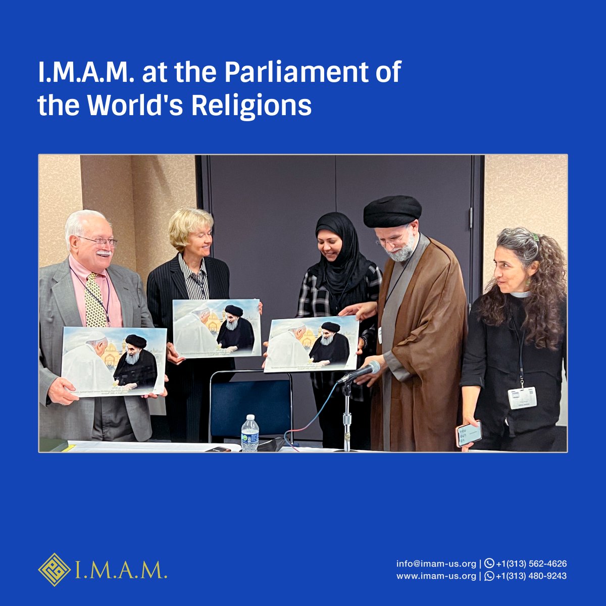IMAMS's tweet photo. News | I.M.A.M. at the Parliament of the World’s Religions - I.M.A.M. participated in the 2023 Parliament of the World’s Religions in Chicago to foster a deeper understanding of each other’s beliefs, practices, and values. 

Learn more here: https://t.co/jibj4iACo0 https://t.co/0dvnJ57y4y