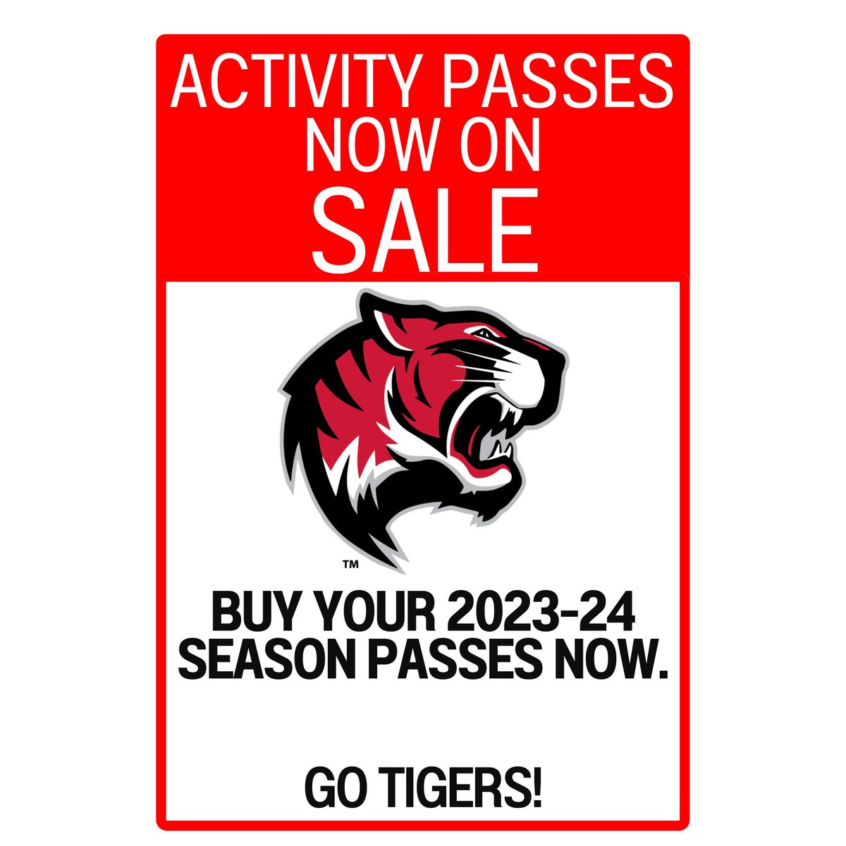 GHSTIGERS_AD's tweet photo. Buy your 2023-24 activity passes now! Passes are the most economical way to see the Tigers compete all year long. There are different options at the link, including student passes. 

GO TIGERS!

https://t.co/fv49wUtgnY https://t.co/4EFn6KhJc2