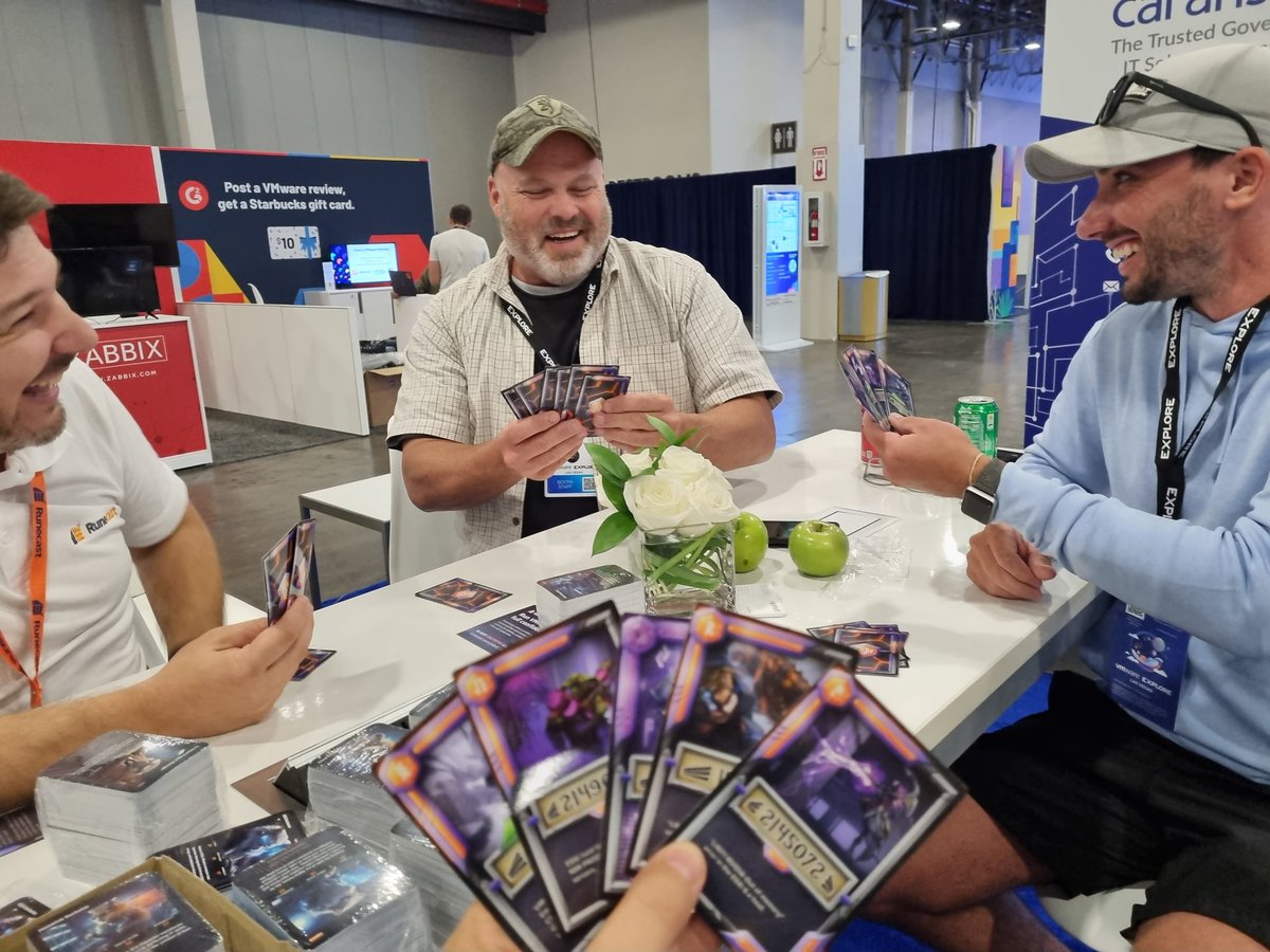 sferk's tweet photo. Let the KB games begin. Come to booth 215 to get your #KBhunt cards @Runecast @VMwareExplore . Expo opens 5pm today. #vCommunity #Runecast https://t.co/diWlDc3D2K