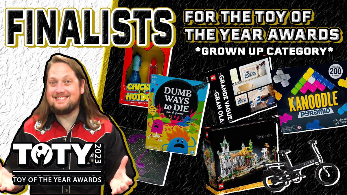 sirpaul64's tweet photo. Toy of the Year Awards Finalists 2023 Category Grown Up Toy of the Year! https://t.co/SfnOrPpbuy #toys #toy #dc #toyfoundation #thetoyfoundation #toty #kanoodle #theriddler #dumbwaystodie #radioflyer #chickenhotdog #kanoodle #lego #lordoftherings #rivendell #mcfarlanetoys https://t.co/i1FTlWfDcb
