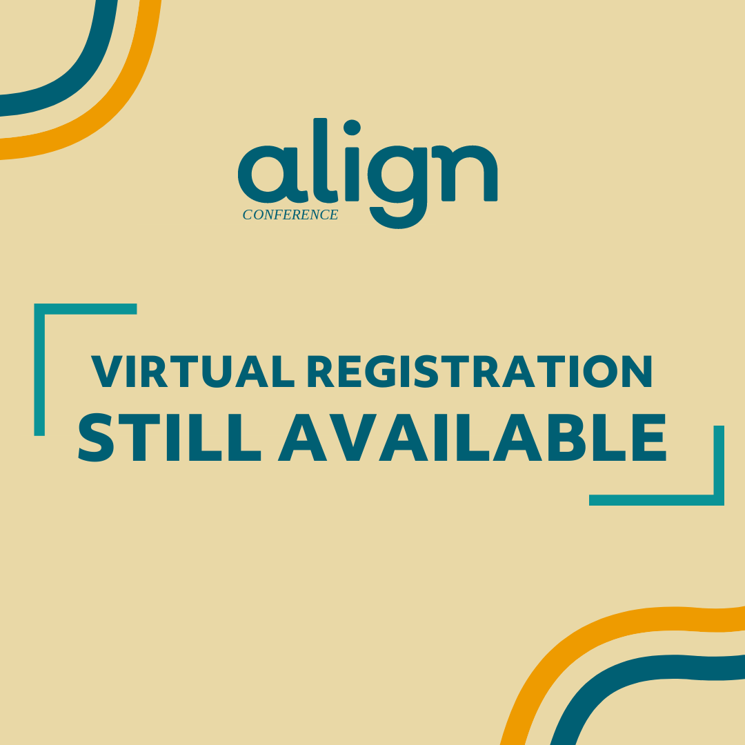 align_conf's tweet image. Align is officially four days away! Sooooo, you couldn’t join us in Louisville, BUT you can attend virtually 😆. We’ve discounted our virtual tickets by 50%, register by August 24th to get your ticket for just $150.

🔗alignconference.com/event/virtual-… 

#align #align2023 #alignconference