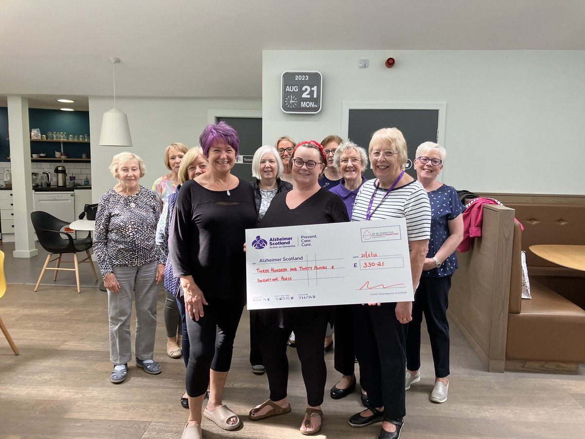 Huge thank you to @SecretHolistic for raising funds at their open day of new premises for Dementia Resource Centre! You know first handed the difference funds raise make for activities. @alzscot #grateful💜