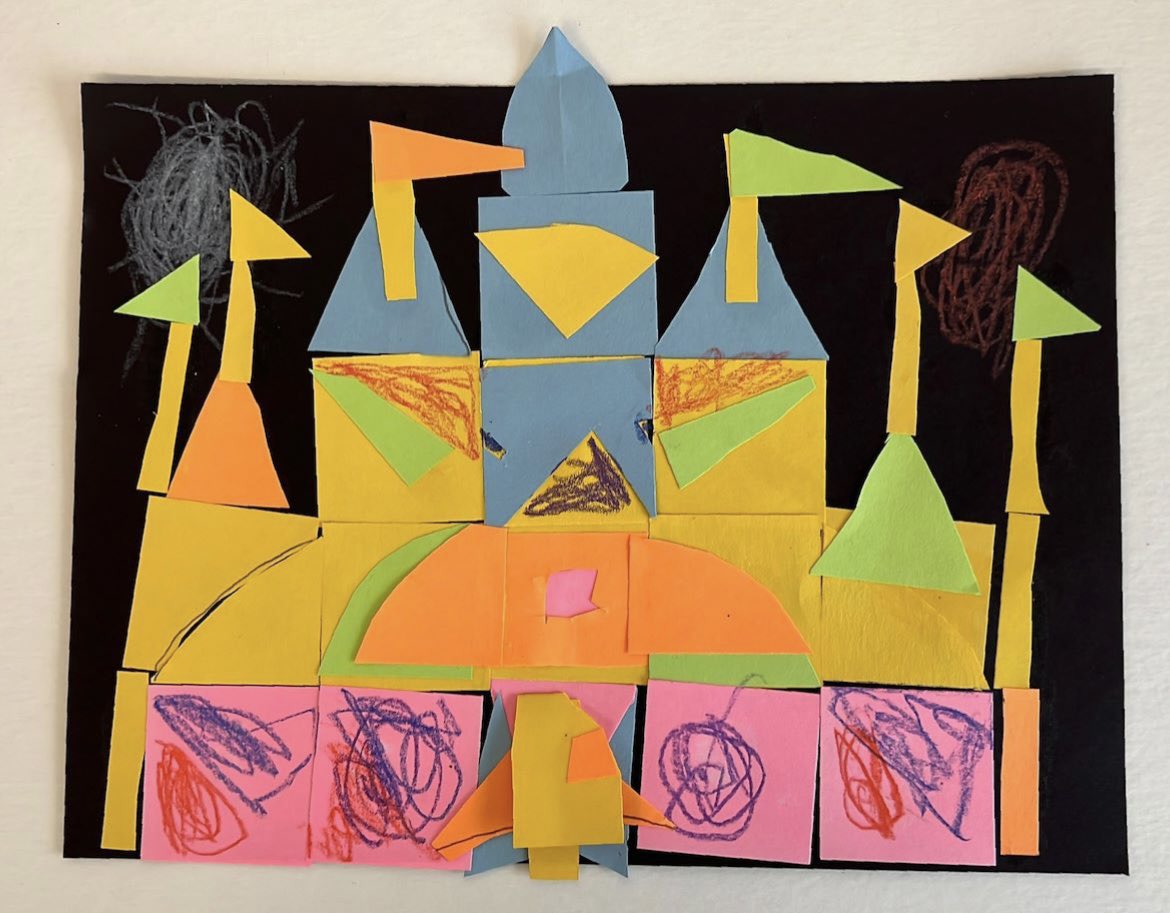 MsRannalsArt's tweet photo. I love seeing big messes become works of art! @APS_SPARK 1st graders reviewed geometric shapes to create their Mary Blair castles 🏰 #apsarts #beSPARK #SPARKle @drjtoney @sarapruett5 @erickson_sarah_ https://t.co/mP7yHe4CVB
