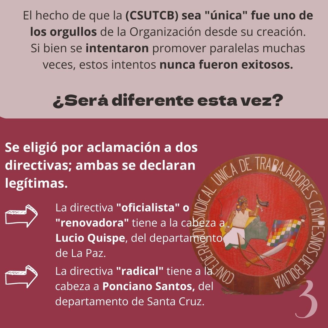 CasaTomadaBol's tweet image. El Congreso de la #CSUTCB ha generado mucha polémica  estos días.

Desde #CasaTomada, te dejamos algunos datos y una breve reflexión sobre el peligro de fraccionar las organizaciones sociales.