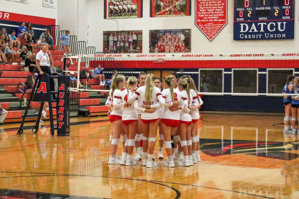 Aubrey Volleyball home at 6. Wear red and be loud! #beatfarmersville