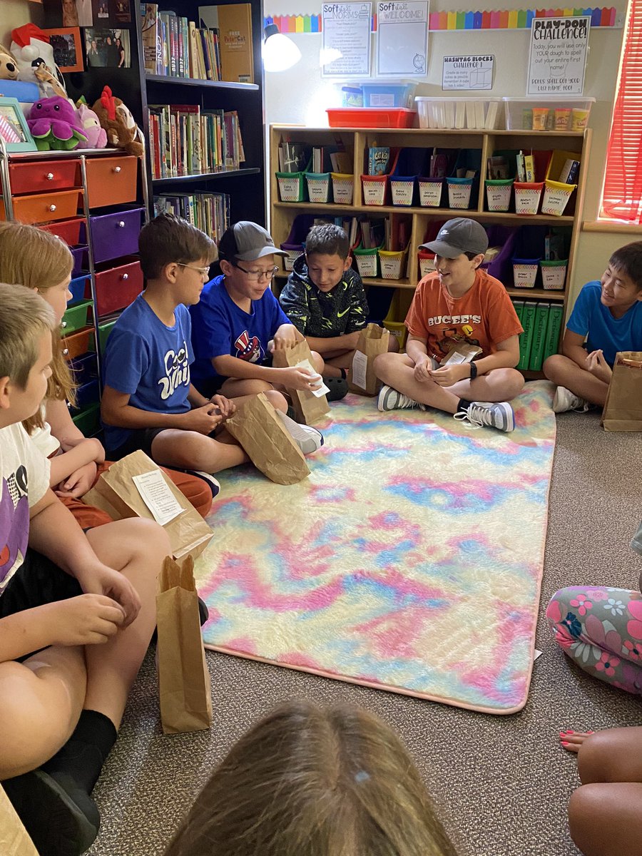 megan_pehl's tweet image. We used About Me Bags to learn a little bit more about our classmates. Each student brought in 4 items that are special to them to share with their peers. I love starting the year with this activity! 💜 #flearning #LeadReed #5thGrade
