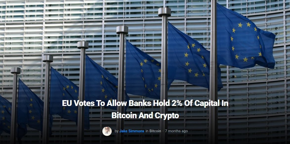 🚀🇪🇺 Big news in the world of #Bitcoin! 🤯 The EU just voted to let banks hold 2% of their capital in BTC! 🏦💰 This will come into power in Jan 2025! It's official: Crypto is going mainstream, and the financial revolution is unstoppable! 💥🌐 Get ready for a wild ride to the