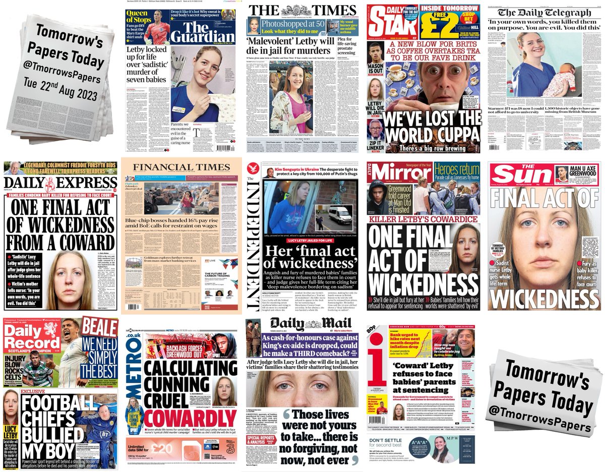 Summary of Tuesday's front pages (22/08/2023) #TomorrowsPapersToday #FrontPages #TuesdaysPapers #Headlines