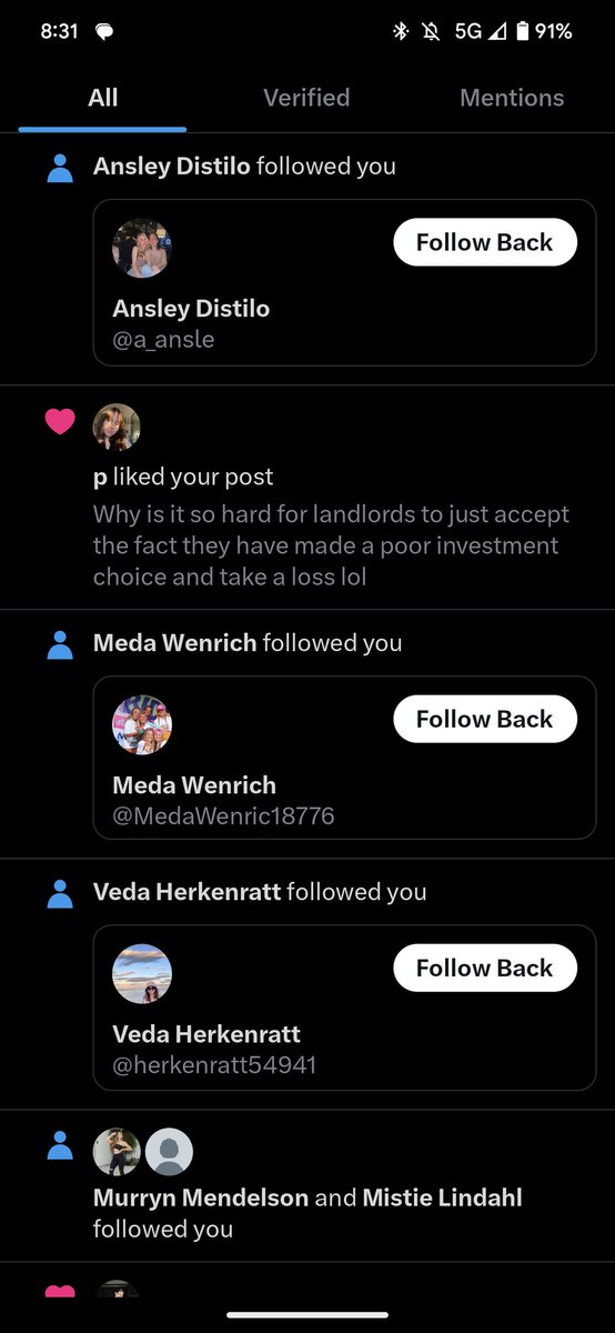 Does anyone else notifs tab just look like this constantly? I get more notifications from bots then real people on this app now lol