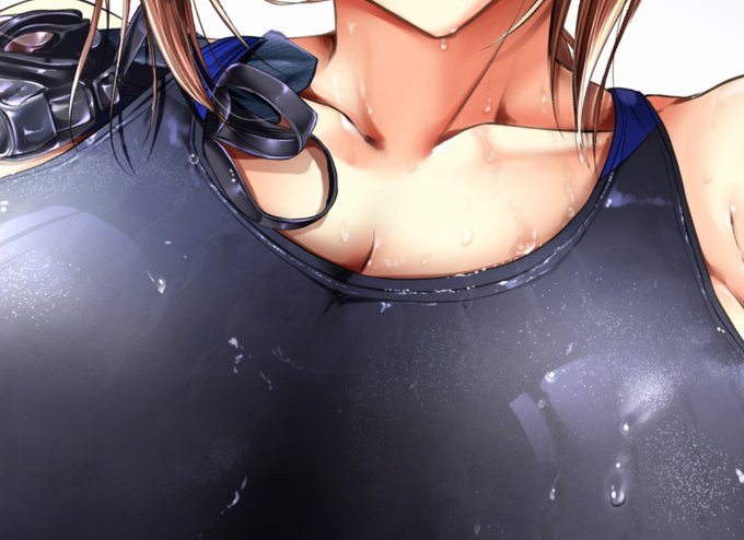 競泳水着を描くときに地味に気にした縫い目がちょっと内側に二本あるところ 