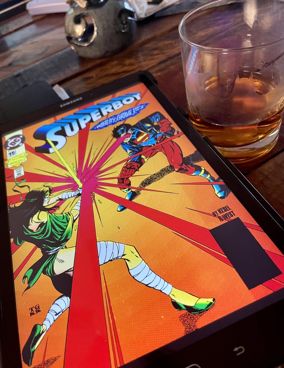 Relaxing after work with Stellum neat and #Superboy (1994) 15. Watery Grave part 3. Fun little story with Superboy’s rogues gallery and the Suicide Squad.