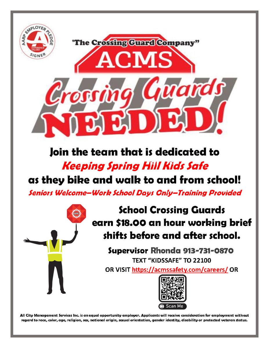 🚸🛑 Our community needs crossing guards to help ensure safe journeys for students before and after school.

If you're someone who wants to make a positive impact and keep our kids safe, visit acmssafety.com/careers/!