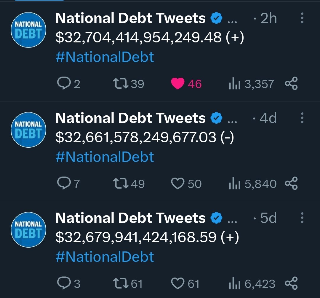 Jo Jorgensen (@joforliberty) on Twitter photo We are on the brink of 33 trillion.
This is a bipartisan effort to rob every American of financial stability.
Thank you <a href="/NationalDebt/">National Debt Tweets</a> for keeping up with this runaway train. We are on the brink of 33 trillion.
This is a bipartisan effort to rob every American of financial stability.
Thank you <a href="/NationalDebt/">National Debt Tweets</a> for keeping up with this runaway train.