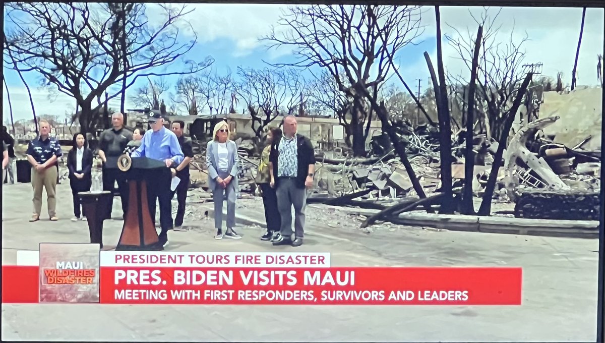 GraceLeeSunrise's tweet photo. President Biden speaks in front of a historic 150-year-old banyan tree in #lahaina He recalls speaking to the late Senator Daniel Inouye about the kingdom of Hawaii. Lahaina was once the capital. Mr. Biden says Sen. Inouye helped bring him back after losing his wife years ago. https://t.co/uRsx7erOek