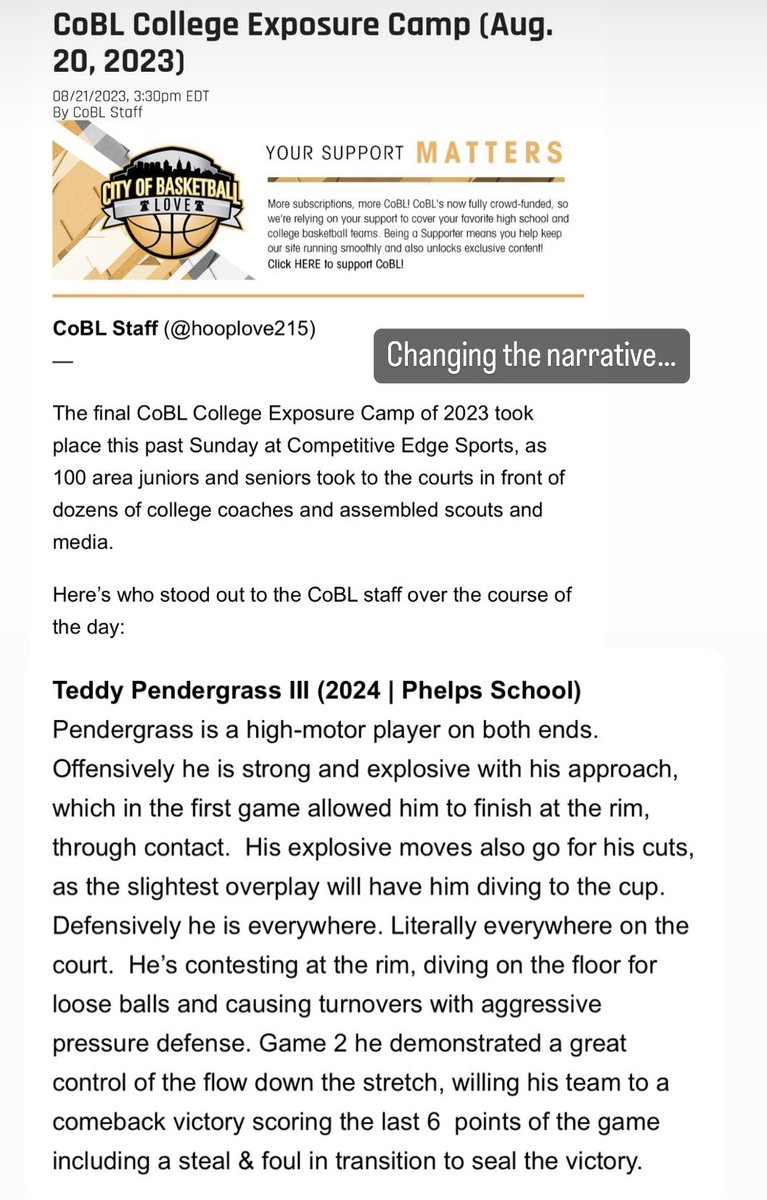 Here is my write up from City of basketball loves upperclassman college exposure camp….