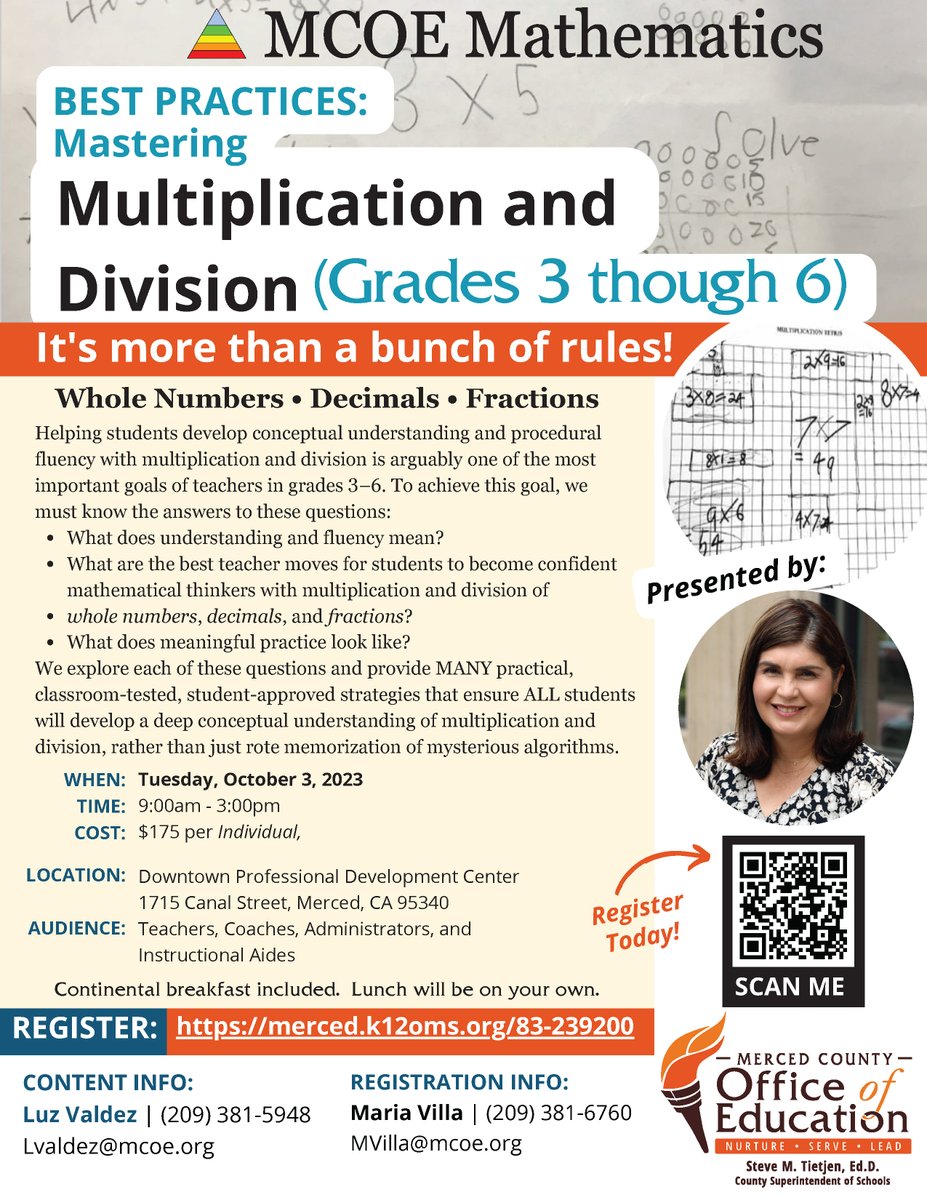 Help students develop conceptual understanding and procedural fluency multiplication and division!

Click here to register for Best Practices: Mastering Multiplication and Division (Grades 3-6)!  👉  
ow.ly/fMWF50PBGRK