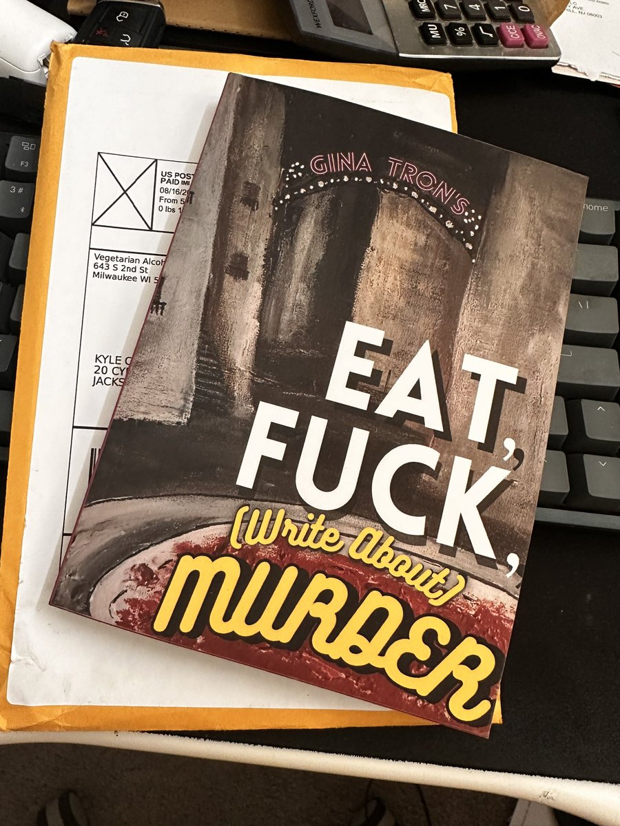 sweetsurple's tweet photo. Posting in the bad place to share some news. I received @_GinaTron’s ‘Eat, Fuck, (Write About) Murder’ and Hilarity ensued. https://t.co/1FHz49dWjb