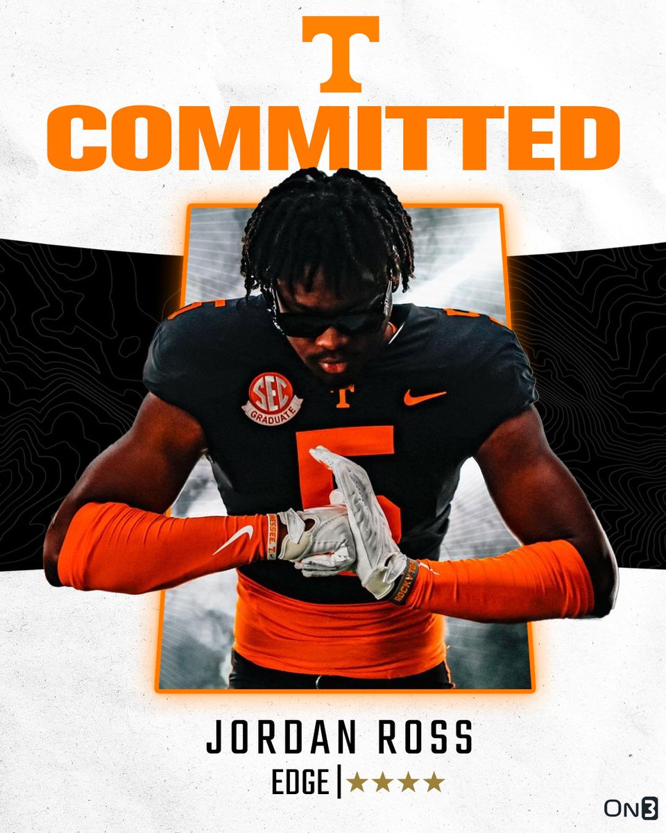 Rivals's tweet photo. 🚨BREAKING🚨 4-star EDGE Jordan Ross has committed to Tennessee🍊

More from @ChadSimmons_: https://t.co/rXGfxs7BtV https://t.co/apP3tv8Cia