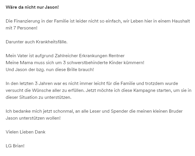 Slasher2706's tweet photo. SPENDENAKTION FÜR MEIN BRUDER

Ich rufe selten um Spenden, aber dieses mal ist es für mich wichtig, da es um mein Bruder Jason geht!

Bei den Bildern findet Ihr genaue Infos, über die Anfänge bis zur Diagnose

https://t.co/eBhLh8t6Qq

#gofundmecampaign #gofundmecampaign https://t.co/00VRBLjz1j