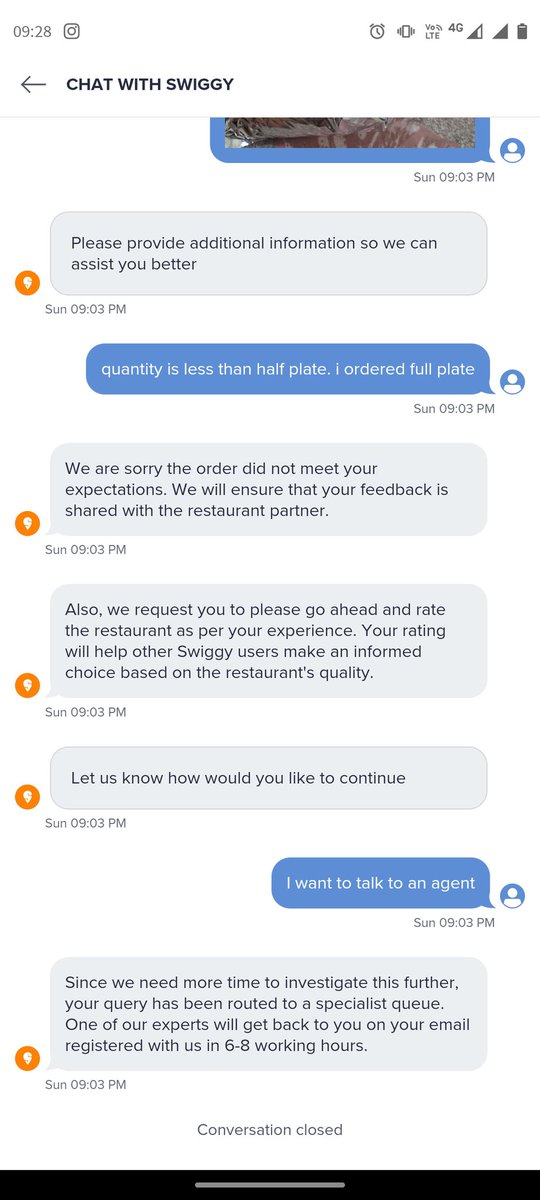 _cinephilee's tweet photo. @Swiggy @SwiggyCares i have been trying to reach customer care but w/o any luck. shame on swiggy for such poor customer service https://t.co/QF1x0Bag1G