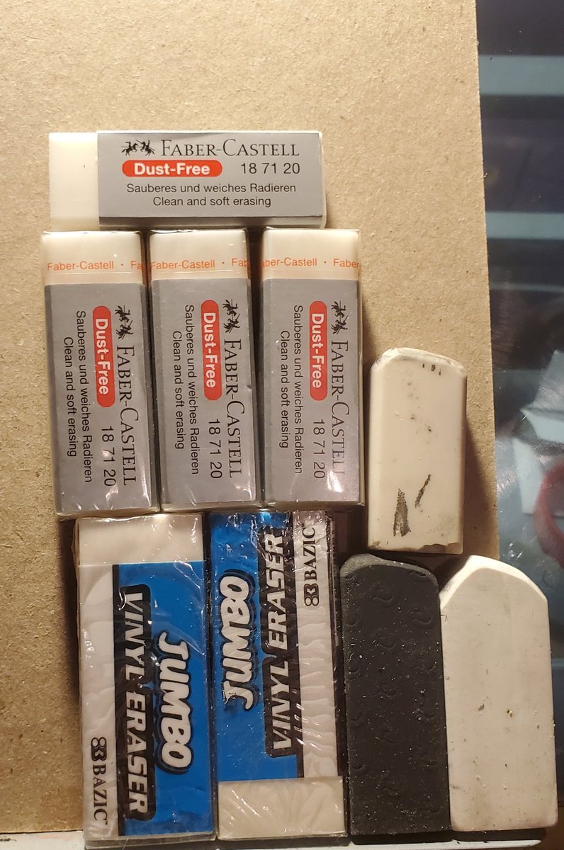 After seeing what tools the pros like @inkmonkeyhope use...
Me- I can always use another eraser.
My current eraser 'collection' 
- Ope!