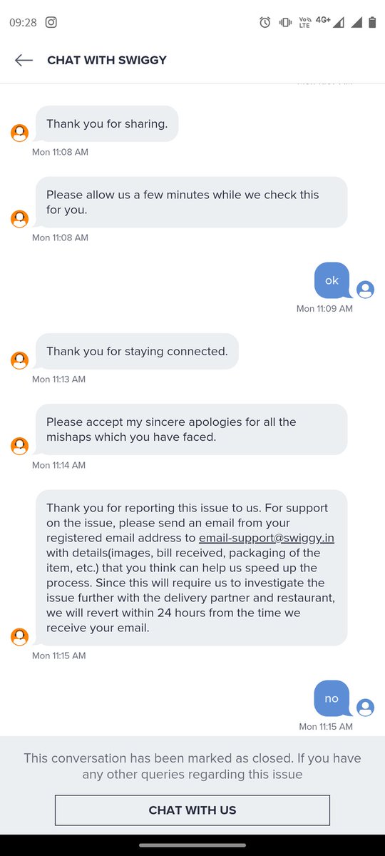 _cinephilee's tweet photo. @Swiggy @SwiggyCares i have been trying to reach customer care but w/o any luck. shame on swiggy for such poor customer service https://t.co/QF1x0Bag1G