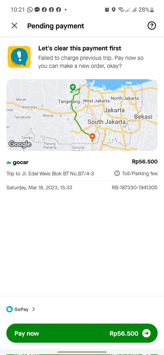 andhianty's tweet photo. @gojekindonesia hai saya ada problem. Saya waktu itu kurang bayar tol di aplikasi gojek. Nah saya langsung bayar kurangnya pakai tips. Tapi sampai sekarang masih ada payment pending. Tolong di tindaklanjuti bisa. Trims https://t.co/7xXTD7HGDW