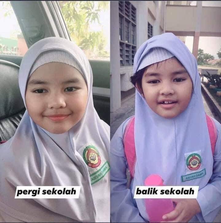 GerpiOfficial's tweet photo. Pergi sekolah vs balik sekolah. Cuba share sikit gambar anak-anak korang lepas balik sekolah 😂 https://t.co/yD3EFpvuXi