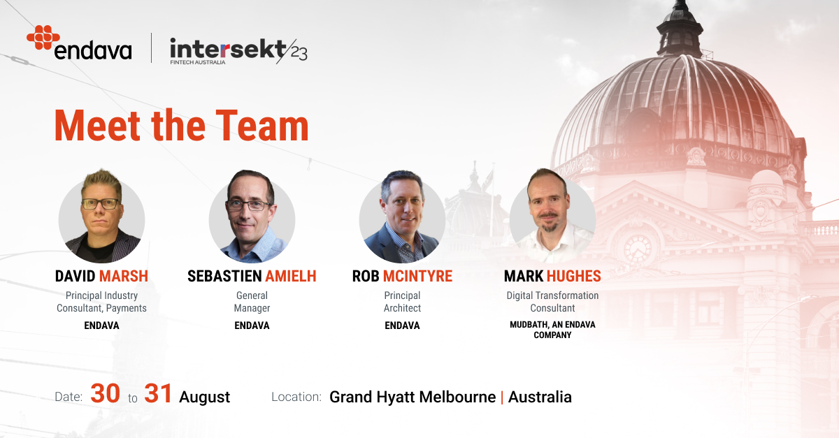 Join us in Australia for the incredible #Intertsekt23 conference! Our talented team will be there, ready to share their knowledge and expertise in #Payments and #Banking innovation. #FintechConference #EndavaAustralia #EndavaAsiaPacific