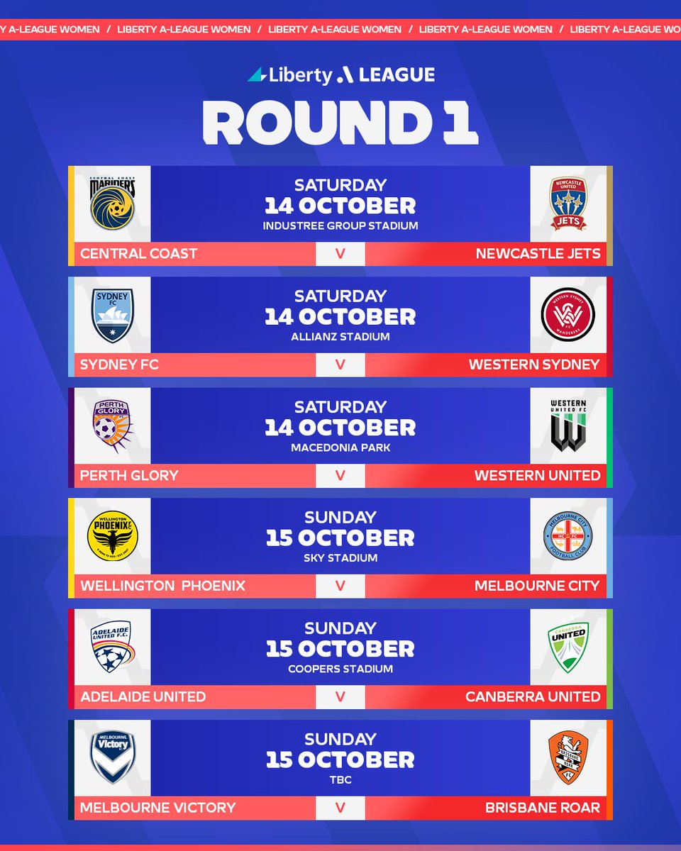 The Liberty A-League Round 1 Fixtures are HERE 🙌 Our Women's Football Celebration is headlined by a HUGE Sydney Derby at Allianz Stadium as Central Coast Mariners return with an F3 Derby! 🏟️ 📰 Details: bit.ly/3KNBlvG #WeAreALeagues #ALeaguesFixtures