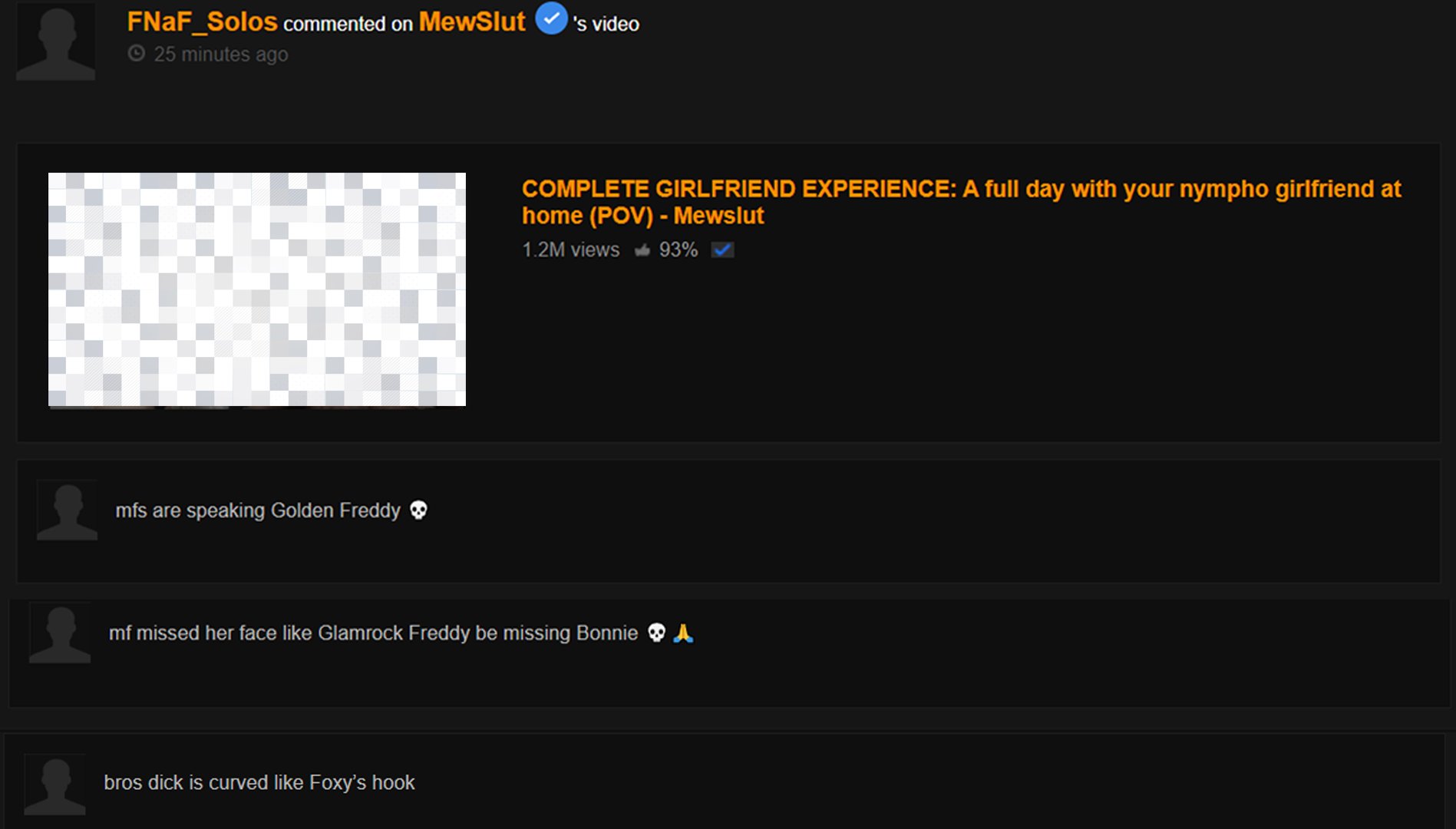 this mf just left three FNAF themed comments in a row on my last porn video 💀 https://t.co/Ag2QTeHDI6