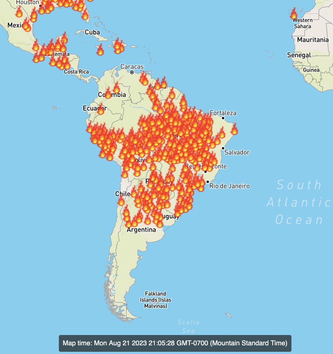 azaplitny's tweet image. So, what's going on with all these active fires - especially in the Amazon? Are they trying to get rid of all the trees? Now, why would that be? #weatherunderground #wundermap #climatechangehoax