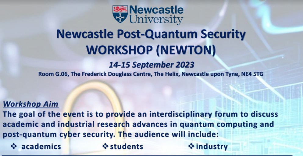 #CyberFest event #7  Newcastle Post-Quantum Industry should attend on 15 Sept to get your head around academic and industrial research advances in quantum computing and post-quantum cyber security. 
<a href="/UniofNewcastle/">Newcastle University</a>
forms.office.com/pages/response…