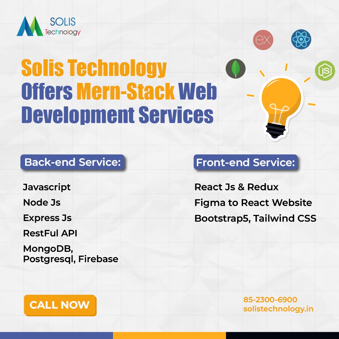 solistechnology's tweet image. Are you looking for a #MernStack #developmentservice provider that can build a fully featured and responsive single/multi page #mernstackwebsite?
#SolisTechnology can provide you with exactly that.
#mern #javascript #reactjs #react #nodejs #webdeveloper #webdevelopment