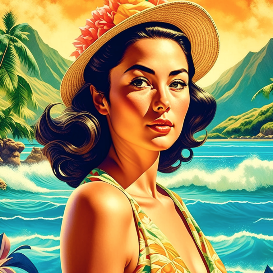 surfergrlstudio's tweet photo. Fly to the South Sea Isles - Vintage Aloha #ALOHA

#AIart #AIartwork #digitalartwork #AINewbie #KittlAI #vintage #island #travel #DeepLearning https://t.co/elBZOVxiVK