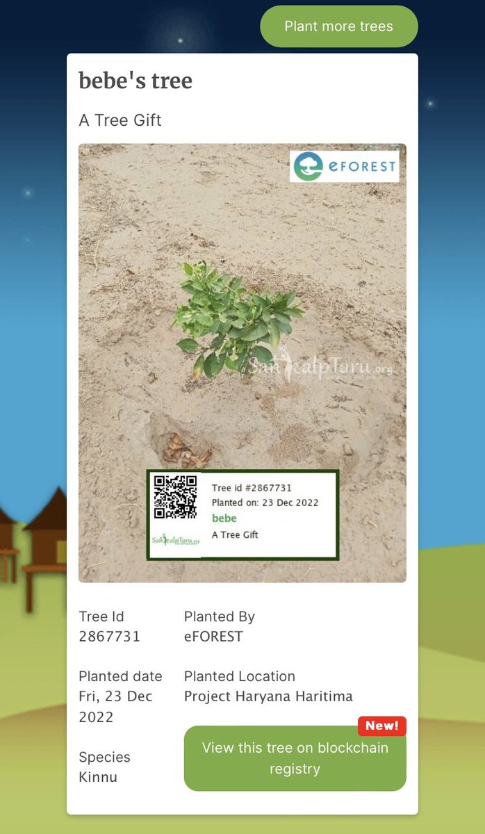 juztbebe's tweet image. 🧵5/11

They've partnership with 2 NGOs @Sankalp_Taru @eden_reforest. Buy a seed packages, plant and grow your virtual trees. #eForest will donate a Real Trees under Your Name. You can also check the GPS location of your saplings, the species, n the beneficiary. It's AMAZING!!